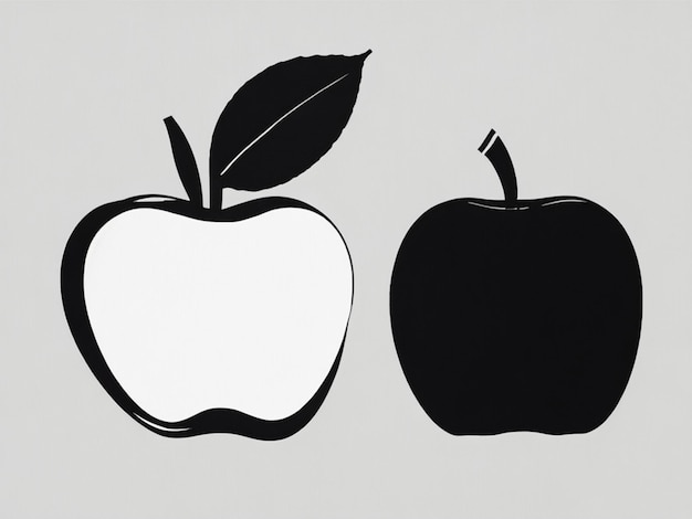 Foto ilustração em vetor silhueta de duas maçãs