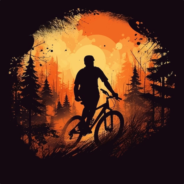 Ilustração em vetor silhueta de mountain bike
