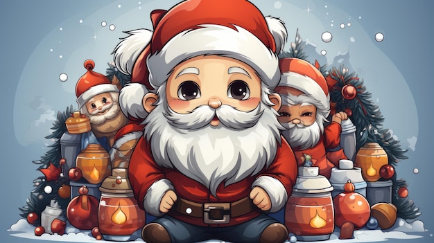 Ilustração encantada do Papai Noel, uma representação extravagante do Pai Natal IA generativa