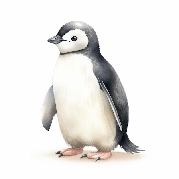 Ilustração encantadora de pinguim aquarela em fundo branco