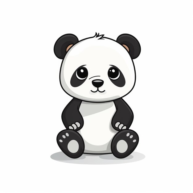 Ilustração encantadora de urso panda preto e branco em fundo branco
