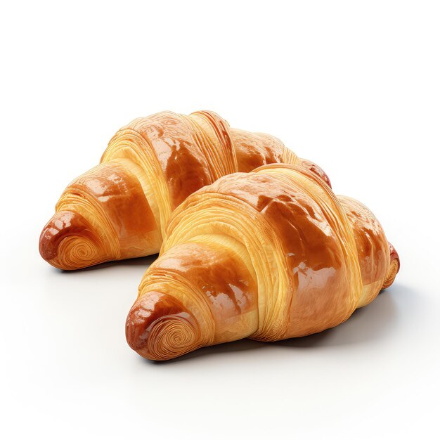 ilustração envolvente vitrine de dois croissants assados perfeitos em perfeição de arte de isolamento branco