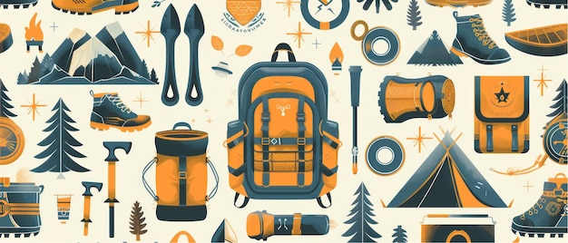 Ilustração Equipamento de acampamento