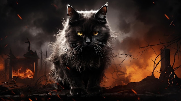 Ilustração escura de gato de Halloween Gato de Halloween Ai gerado em alta resolução Ilustração de Halloween em fundo branco