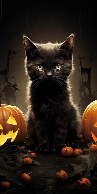 Ilustração escura de gato de Halloween Gato de Halloween Ai gerado em alta resolução Ilustração de Halloween em fundo branco