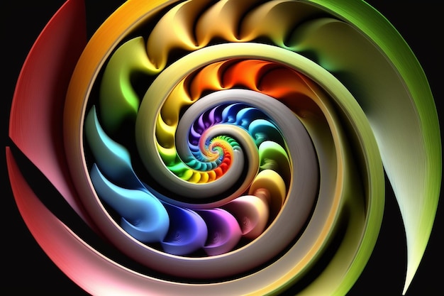 Foto ilustração espiral fractal vibrante e dinâmica com formas e padrões coloridos