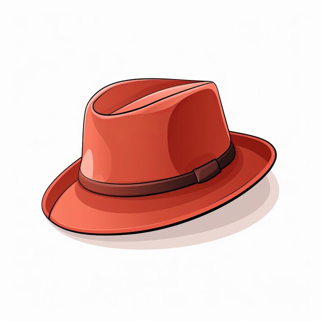 Ilustração Fedora vermelha de terracota vibrante em fundo branco