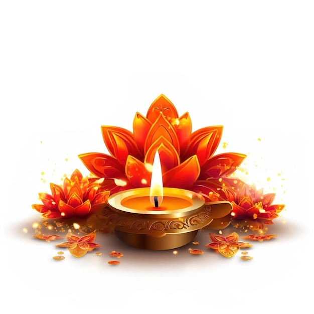 Ilustração feliz de Diwali de Diya ardente em feliz Diwali Festival de celebração de Diwali de luzes com fundo