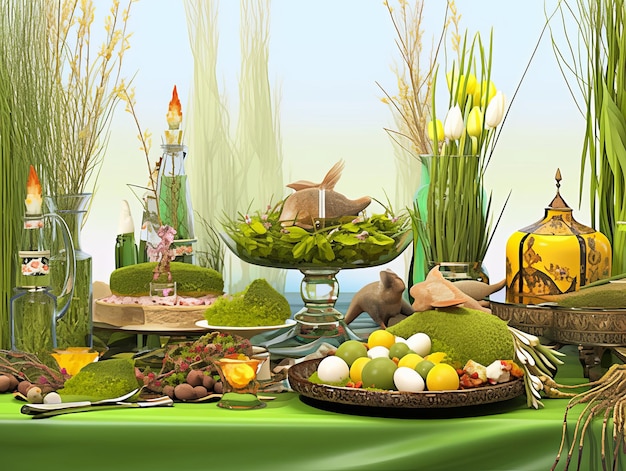 Ilustração Festival de Nowruz em verde