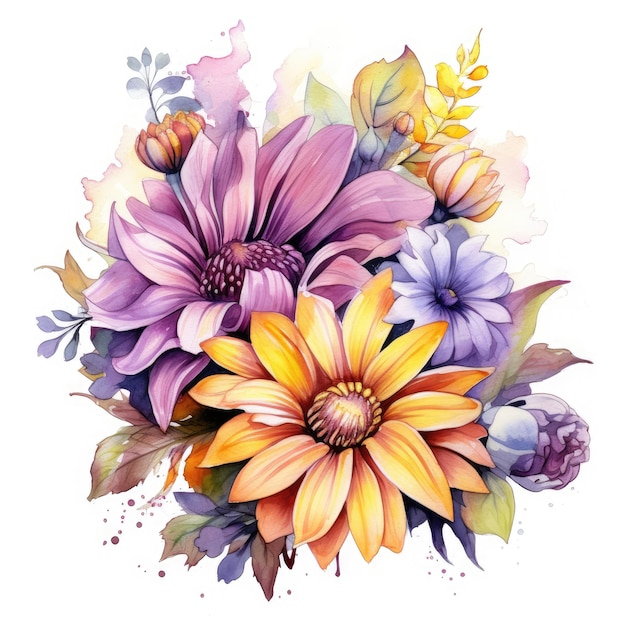 Ilustração Flor Detalhada Aquarela