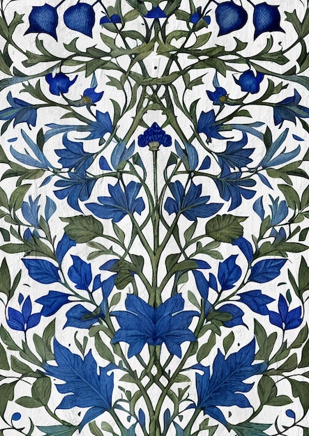 Ilustração floral Art Nouveau no estilo Morris