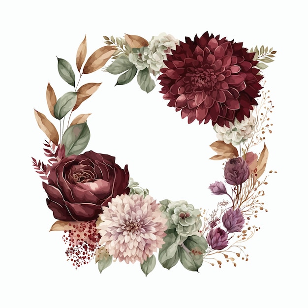 Ilustração floral em aquarela Modelo de elementos decorativos Ilustração plana dos desenhos animados isolada no fundo branco