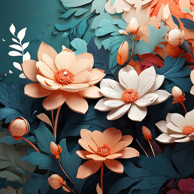 Ilustração floral gratuita da natureza com fundos abstratos gerados por ai jpg