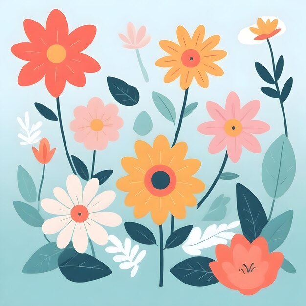 Foto ilustração floral vibrante clipart de flores coloridas