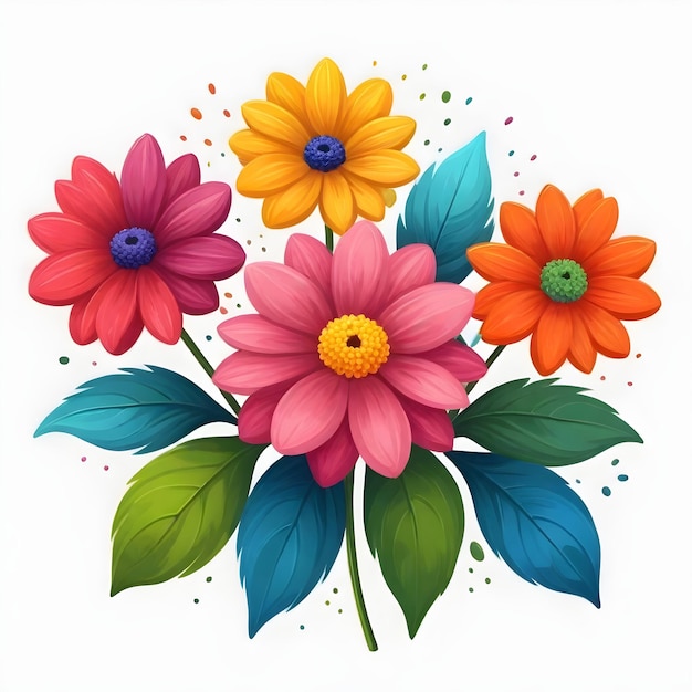 Foto ilustração floral vibrante clipart de flores coloridas