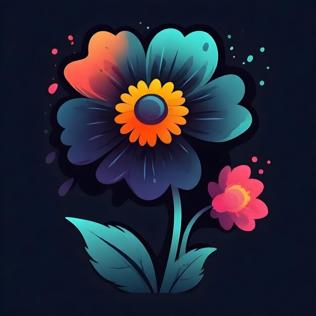 Ilustração floral vibrante Clipart de flores coloridas