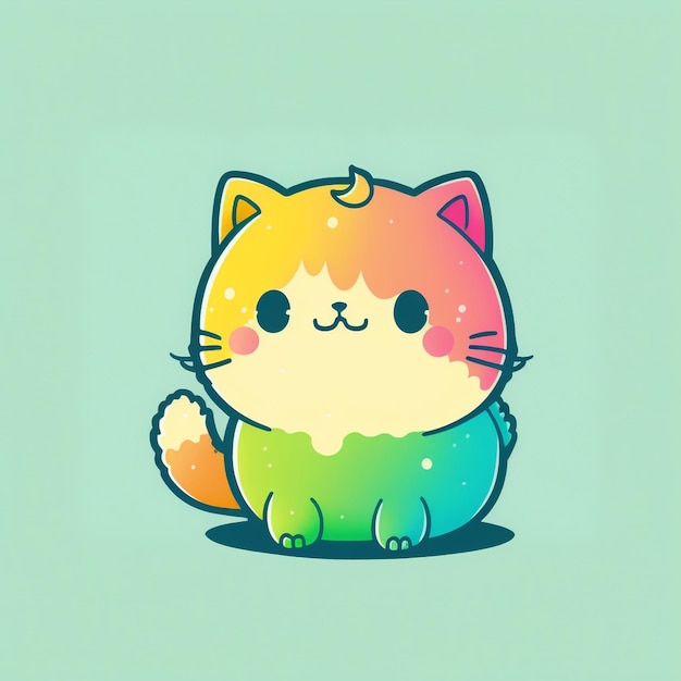 Ilustração fofa de gato arco-íris kawaii