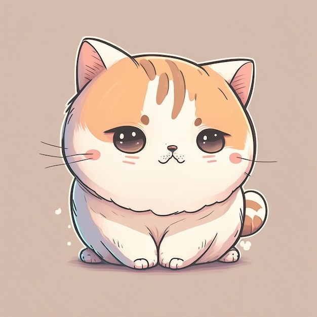 Ilustração fofa de Kawaii gatinho gato laranja