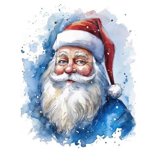 Ilustração fofa de Papai Noel em aquarela AI GenerativexA