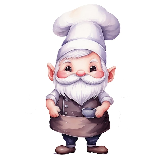 Ilustração fofa do gnomo chef