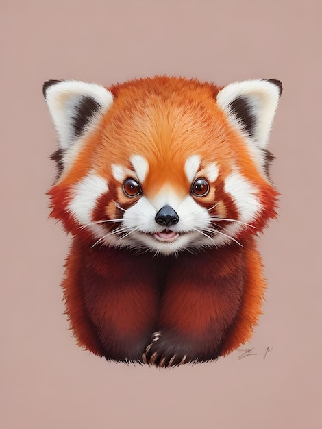 Foto ilustração fofa do panda vermelho