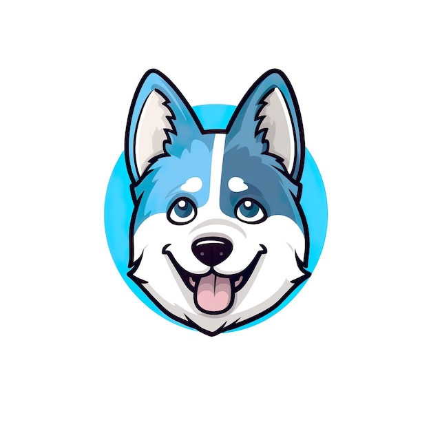 ilustração fofa e sorridente de cachorro husky gerada por IA