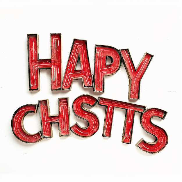 Ilustração fotográfica das palavras felizes feriados escritas com letras vermelhas em negrito em um fundo branco