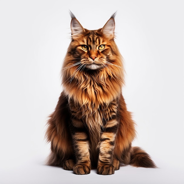 Ilustração fotográfica de corpo inteiro de Maine Coon