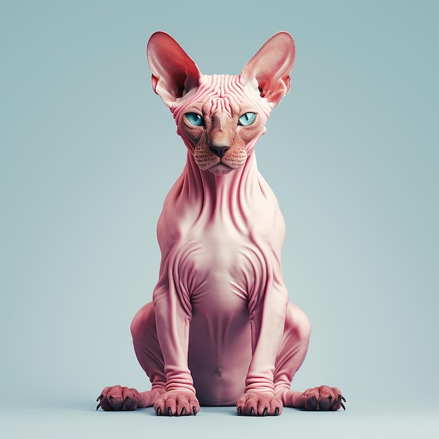 Ilustração fotográfica do corpo inteiro do gato Sphynx