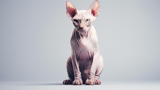 Ilustração fotográfica do corpo inteiro do gato Sphynx