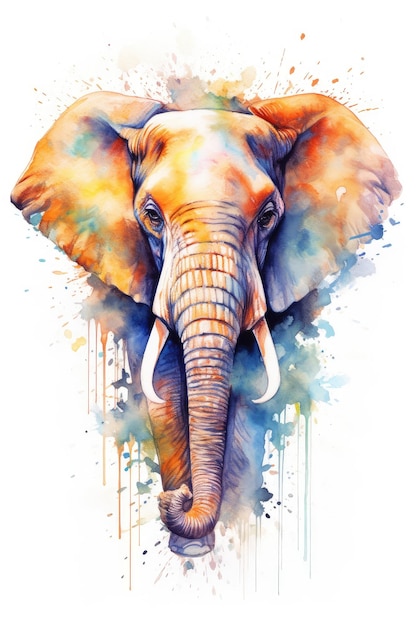 ilustração frontal de elefante colorido