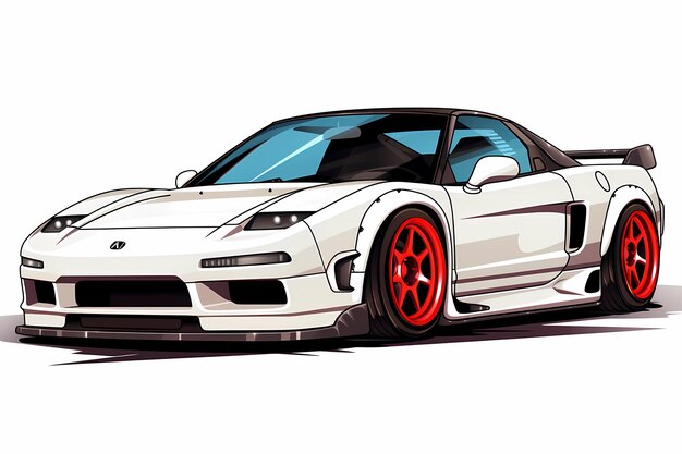 Ilustração Fundo branco das corridas de carros esportivos do Japão