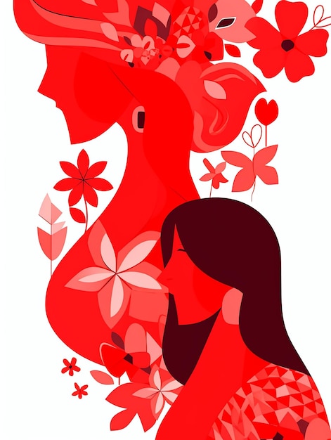 ilustração Fundo do Dia da Mulher em vermelho