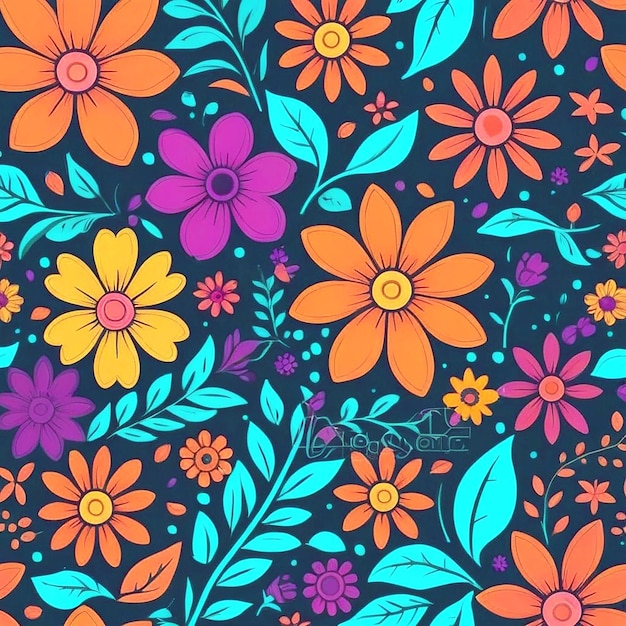 Ilustração fundo floral cor brilhante