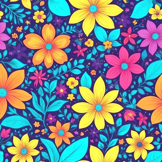 Ilustração fundo floral cor brilhante