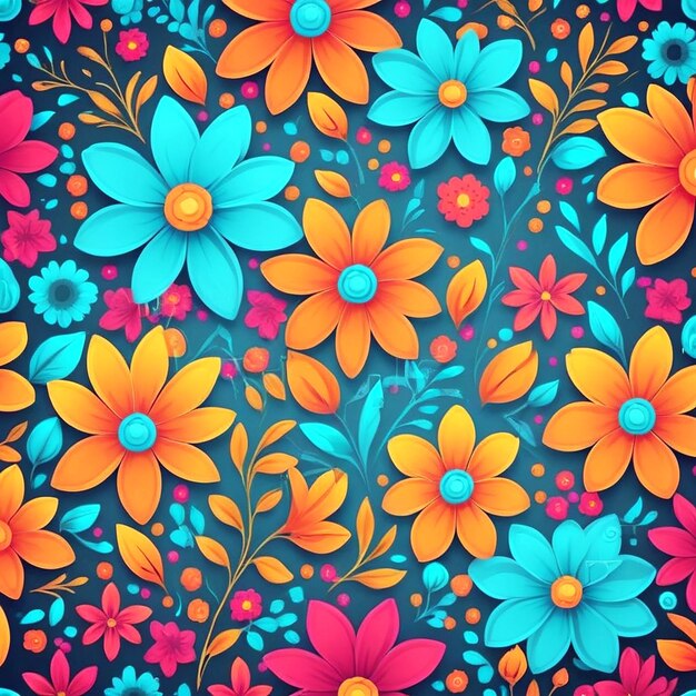 Ilustração fundo floral cor brilhante