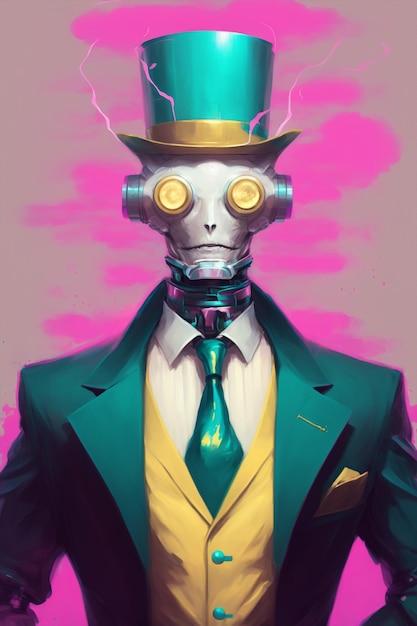 Ilustração generativa ai ficção científica futurista humanóide cavalheiro robô