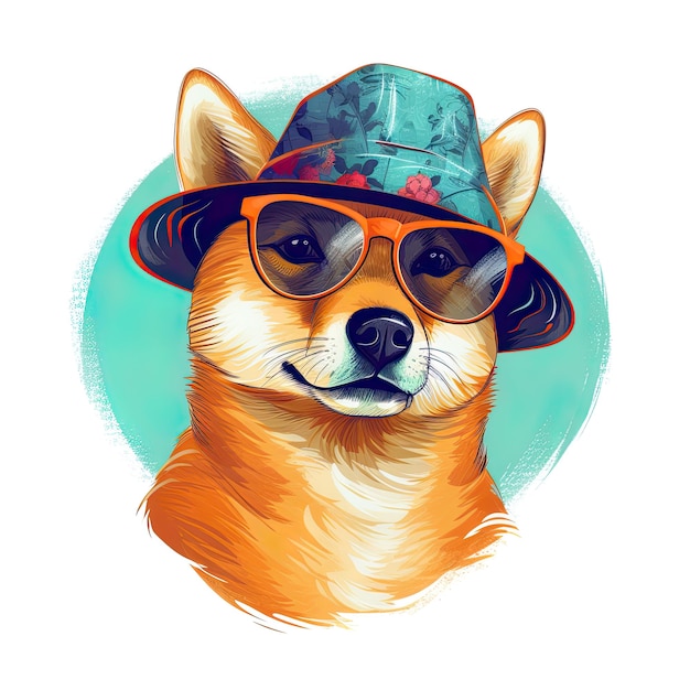 Ilustração generativa de ai de cachorro bonito shiba inu