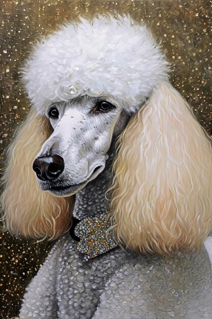 Ilustração generativa de Ai de cachorro poodle em estilo de ilustração de óleo texturizado