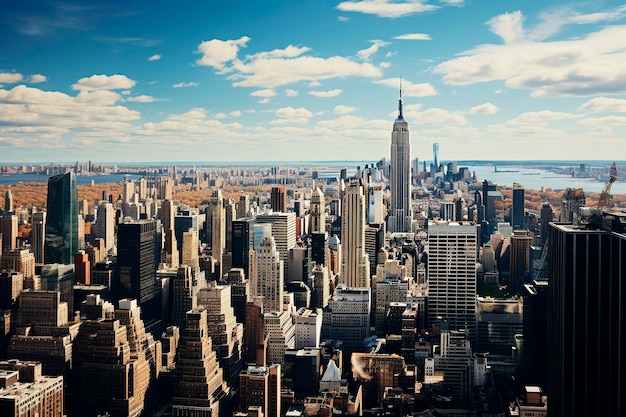 Ilustração generativa de IA da vista de cima das ruas e edifícios de Nova YorkFlat lay