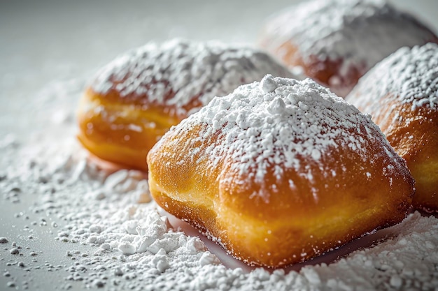 Foto ilustração generativa de ia de deliciosos beignets