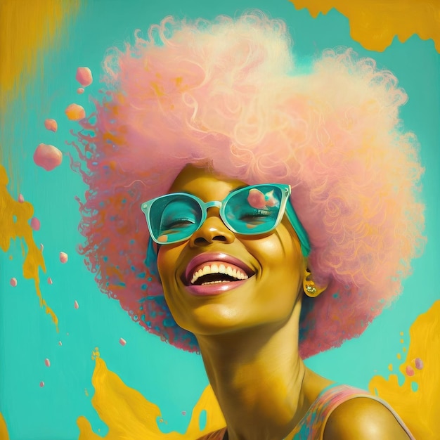 Ilustração generativa de IA de uma jovem afro-americana rindo alto