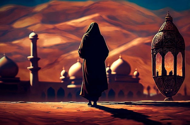 Ilustração generativa de IA do fundo de imagens muçulmanas do Ramadã