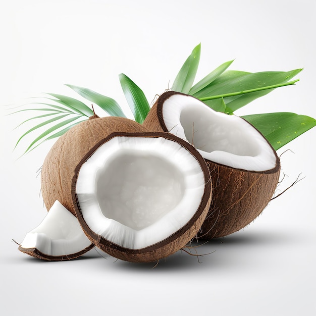 Ilustração gerada de alimentos de coco isolados em fundo branco