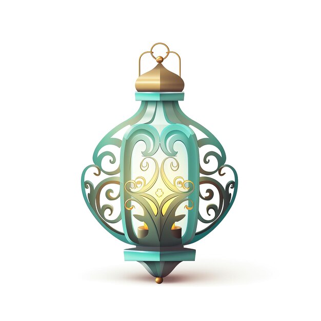 ilustração gerada de ramadan kareem lanterna isolada lâmpada árabe branca com luz