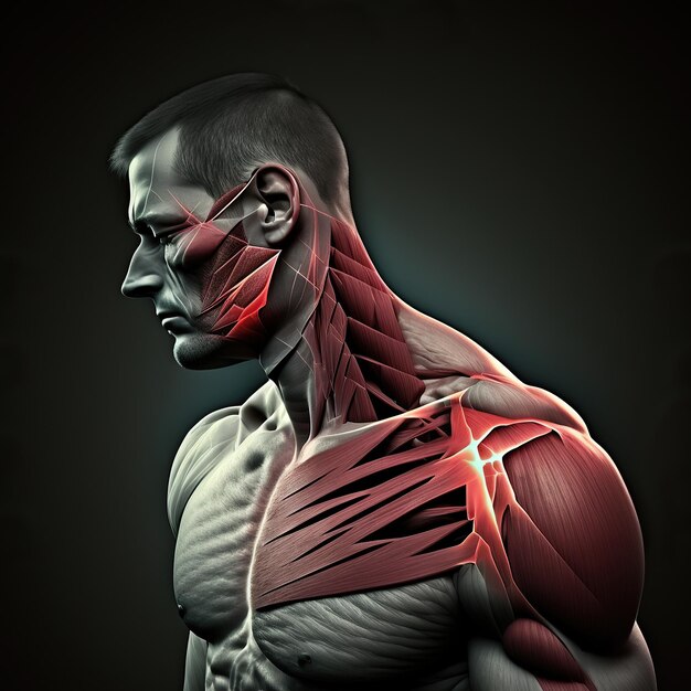 Ilustração gerada por Ai, anatomia humana, ombro destacado
