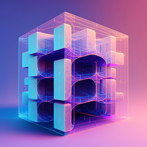 Ilustração gerada por Ai do conceito de computação em nuvem em cor pastel