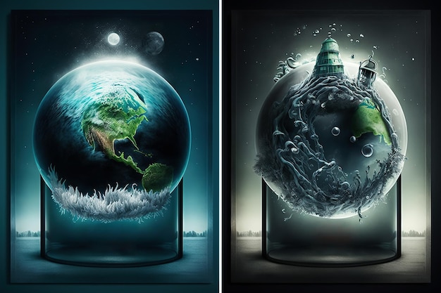 Ilustração gerada por Ai Planeta Terra congelada devido às baixas temperaturas