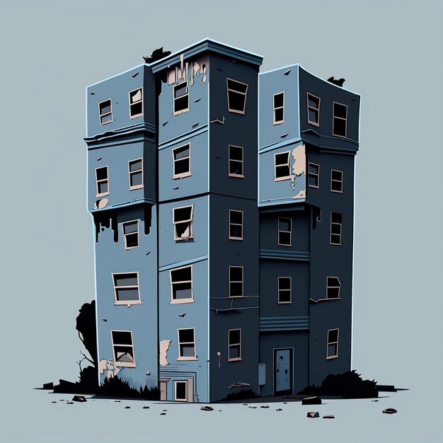 ilustração gerada por IA, apartamento antigo abandonado precisa ser consertado