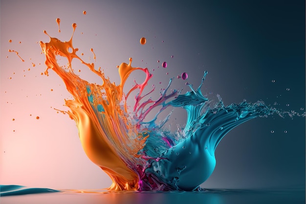Ilustração gerada por IA de um respingo de água colorida